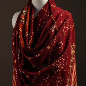 Kutch Bandhani Handwoven Neran Hand Embroidery Merino Wool Shawl 63