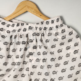 White - cotton unisex sanganeri shorts/boxer 07 - l