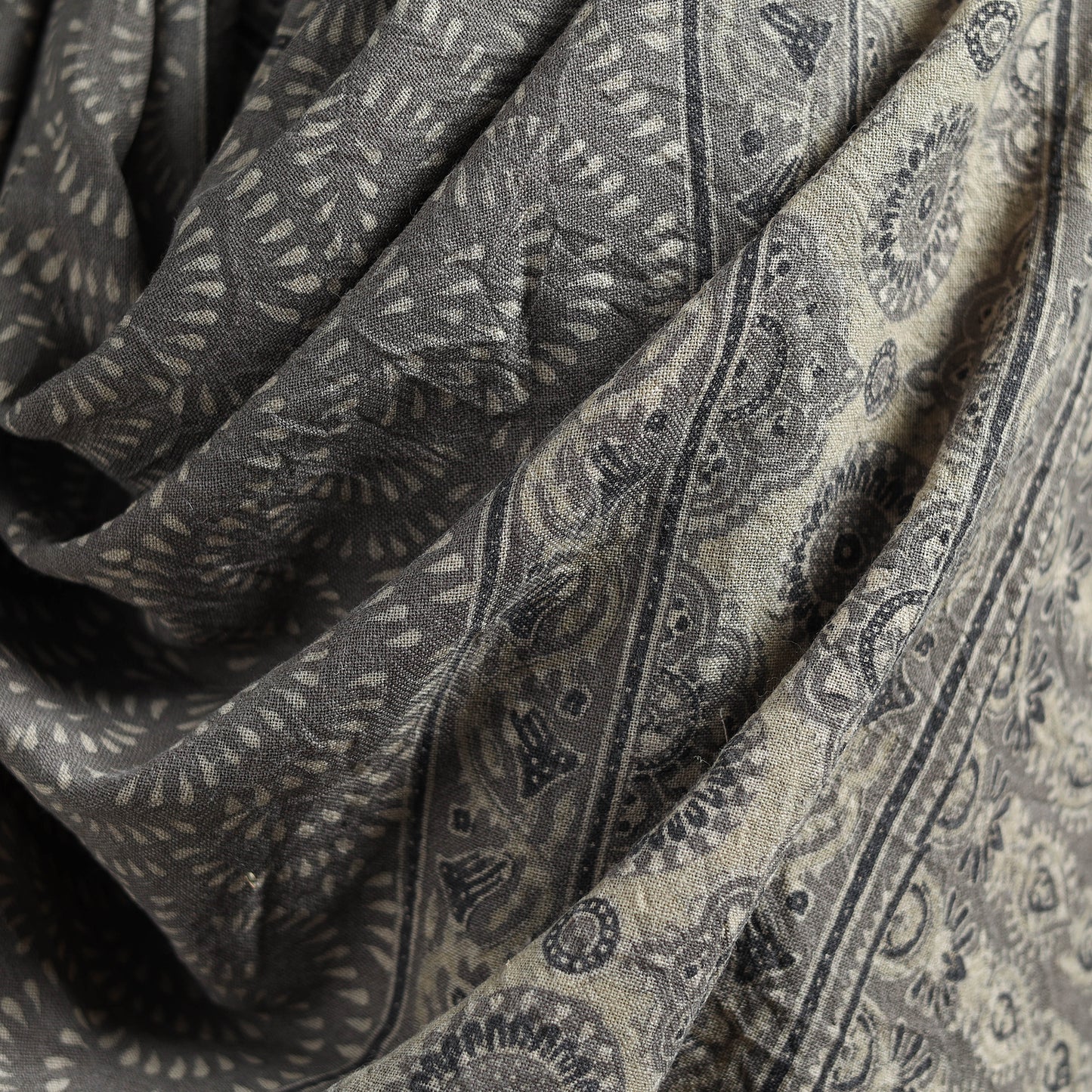 Ajrakh Hand Block Print Natural Dyed Handwoven Acrylic Wool Shawl 08