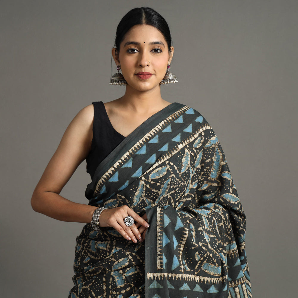 block printed saree