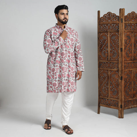 Block Print Cotton Sanganeri Kurta for Men (Long) 15