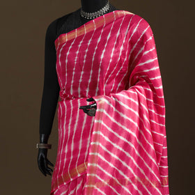 Chanderi Silk Leheriya Tie-Dye Saree with Zari Border 03