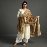 Yellow - Pedana Kalamkari Block Printed Handloom Chanderi Silk Dupatta with Zari Border  68