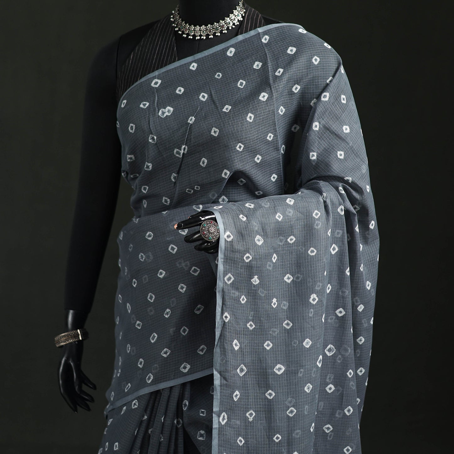 Bandhani Tie-Dye Kota Doria Cotton Saree 22