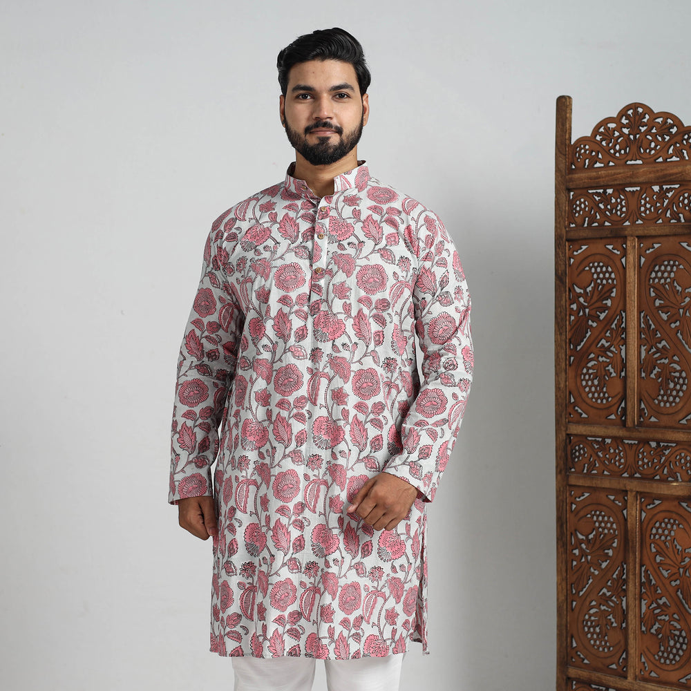 Block Print Cotton Sanganeri Kurta for Men (Long) 15