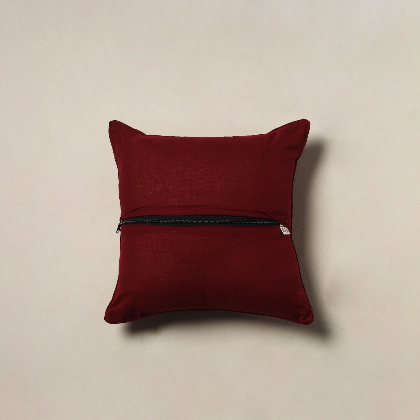 Polka Dot Zari Buti Plain Cushion Cover (16 x 16 in) 16