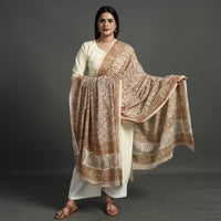 Beige - Pedana Kalamkari Block Printed Natural Dyed Cotton Dupatta 157