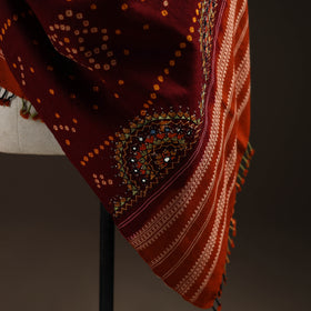 Kutch Bandhani Handwoven Neran Hand Embroidery Merino Wool Shawl 63