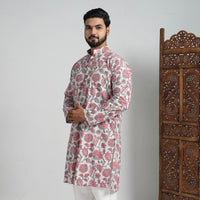 Block Print Cotton Sanganeri Kurta for Men (Long) 15