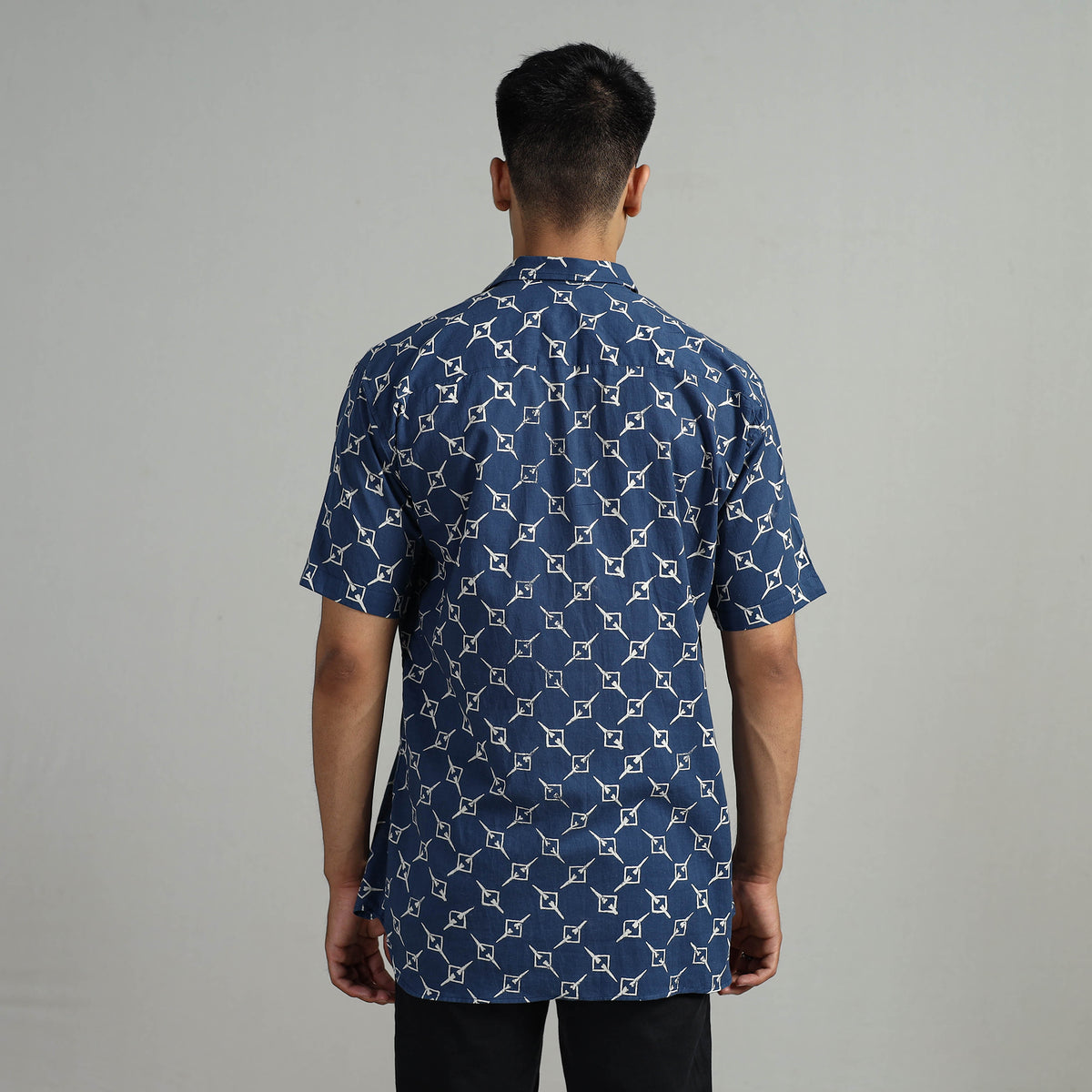 Indigo Block Printed Shirt