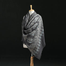 Ajrakh Hand Block Print Natural Dyed Handwoven Acrylic Wool Shawl 09