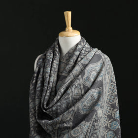 Ajrakh Hand Block Print Natural Dyed Handwoven Acrylic Wool Shawl 09