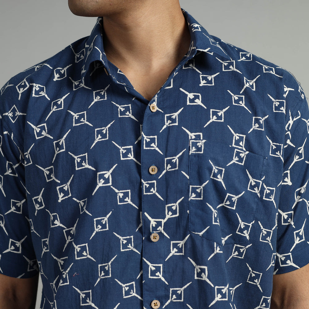 Indigo Block Printed Shirt