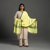 Yellow - Assam Weave Thread Buti Cotton Handloom Dupatta 25