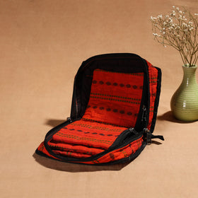 Orange Handmade 4 Pockets Cotton Jewellery Bag