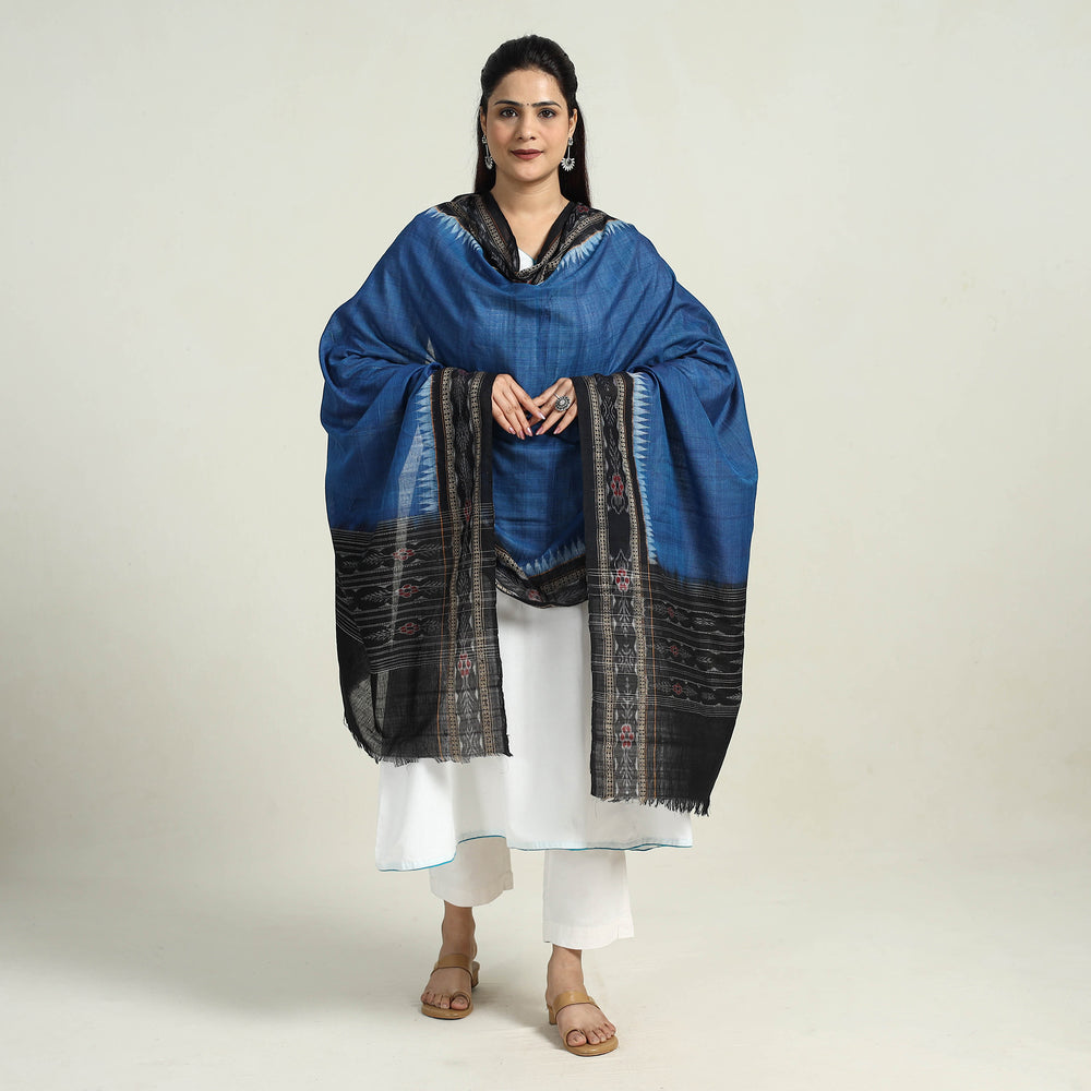 Blue - Sambalpuri Ikat Weave Cotton Dupatta 36