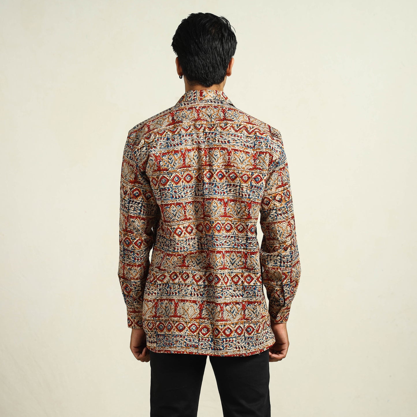 Multicolor - Kalamkari Block Printed Cotton Men Full Sleeve Shirt 10
