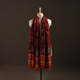 Kutch Bandhani Handwoven Neran Hand Embroidery Merino Wool Shawl 63