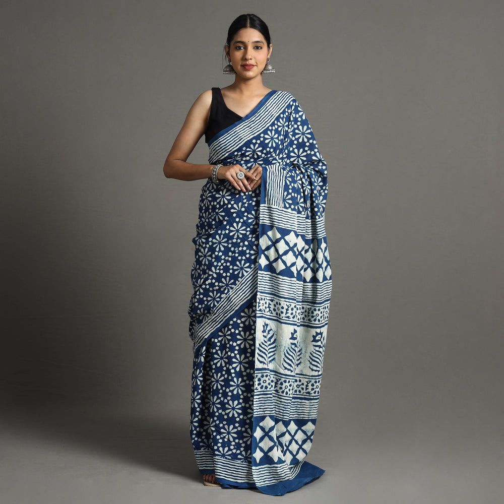 block printed saree