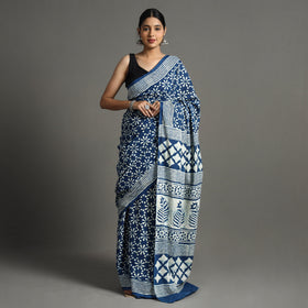  Pipad Hand Block Printed Cotton Saree 