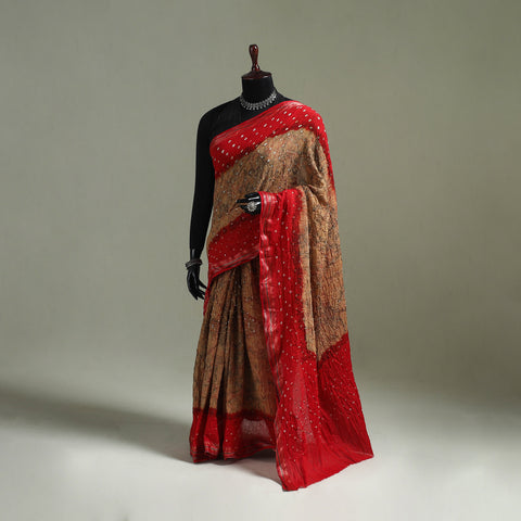 Kutch Tie-Dye Shibori Bandhani Cotton Saree with Blouse Piece 35