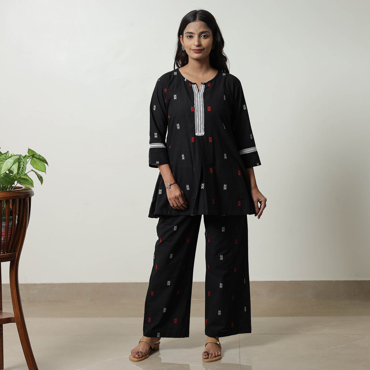 Black - Jacquard Cotton Co-Ord Set 06