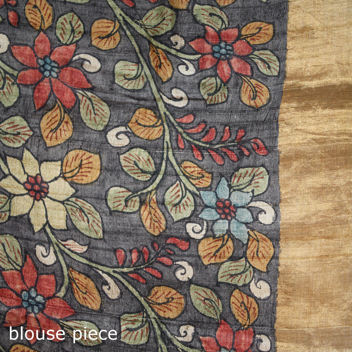 Pure Handloom Desi Tussar Silk Handpainted Srikalahasti Pen Kalamkari Saree with Zari Border 10