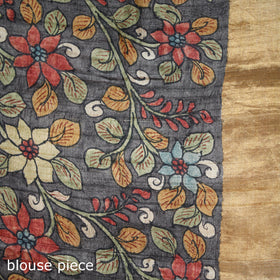 Pure Handloom Desi Tussar Silk Handpainted Srikalahasti Pen Kalamkari Saree with Zari Border 10
