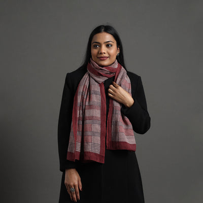 Maroon - bagh hand printed merino woollen stole 46