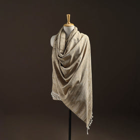 Kutch Bhujodi Handspun Handwoven Merino Wool x Katia Silk Chomuk Buta Shawl 01