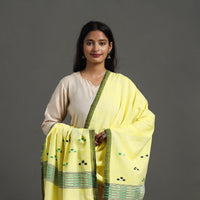 Yellow - Assam Weave Thread Buti Cotton Handloom Dupatta 25