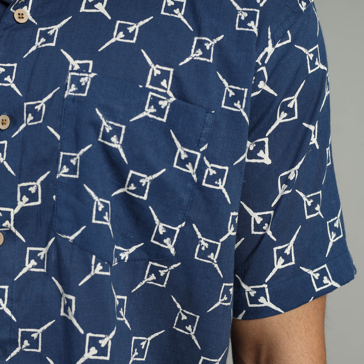 Indigo Block Printed Shirt