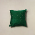 Polka Dot Zari Buti Plain Cushion Cover (16 x 16 in) 17