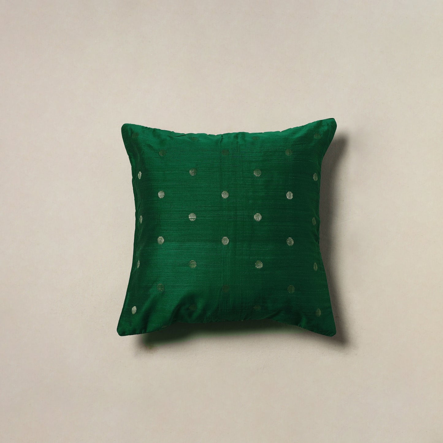 Polka Dot Zari Buti Plain Cushion Cover (16 x 16 in) 17