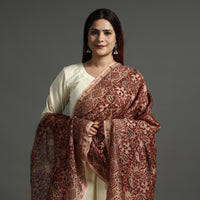 Multicolor - Pedana Kalamkari Block Printed Handloom Chanderi Silk Dupatta with Zari Border 69