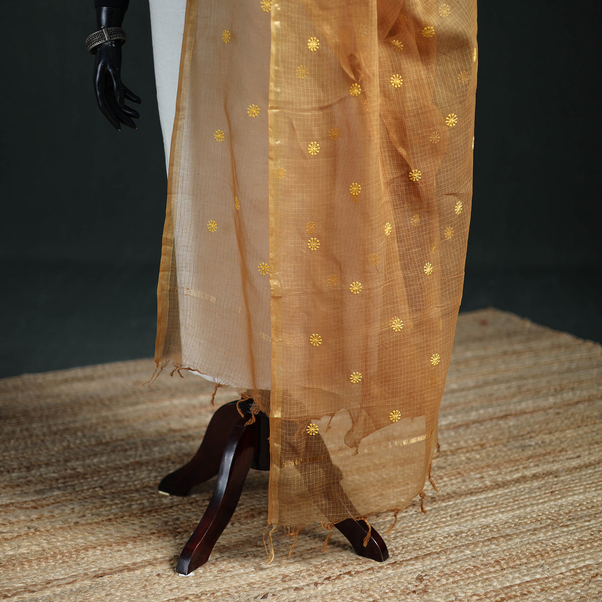 Kota Doria Cotton Embroidered Plain Dupatta 07