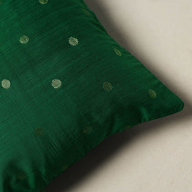 Polka Dot Zari Buti Plain Cushion Cover (16 x 16 in) 17