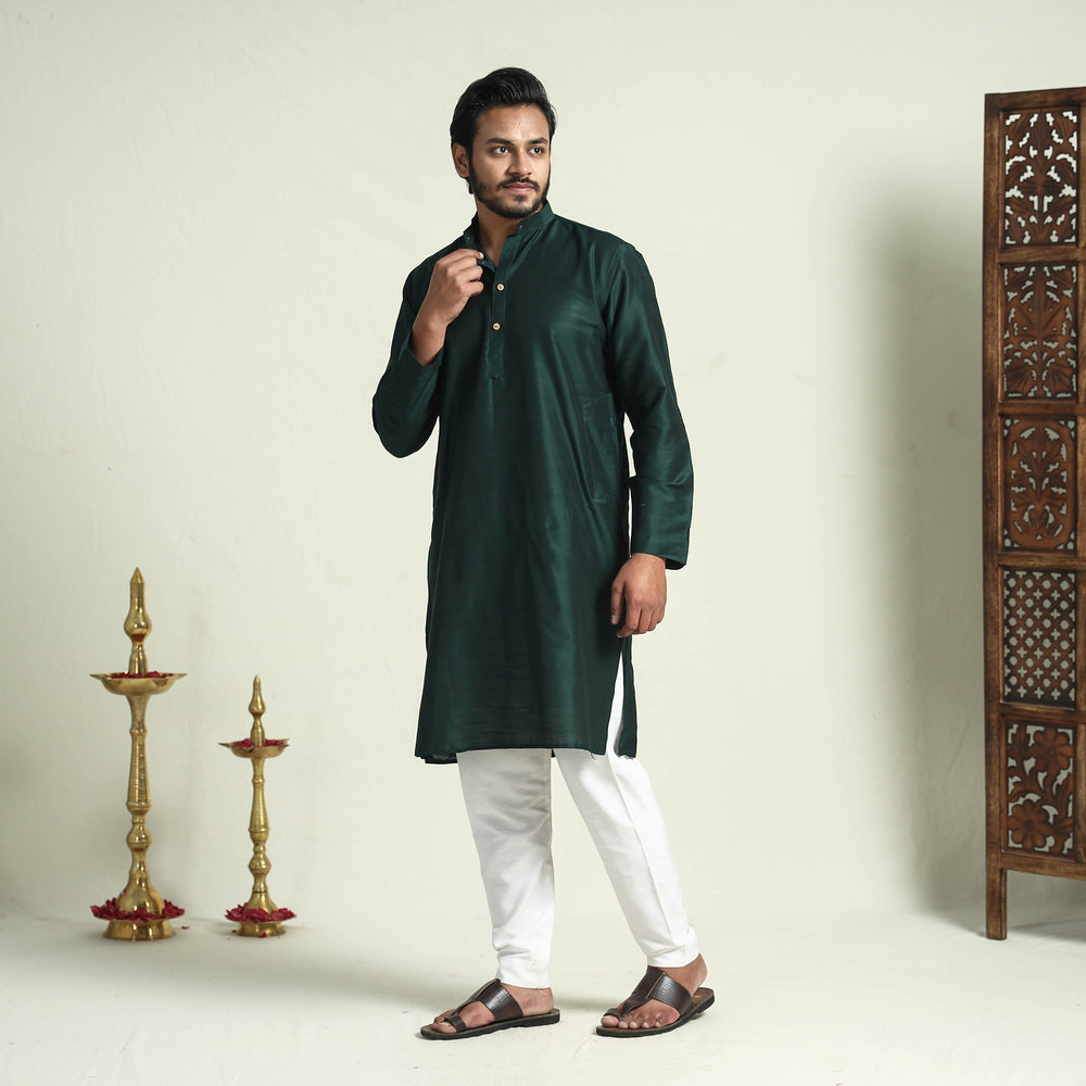 Plain Silk Men Kurta
