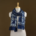 Blue - Pipad Hand Block Print Natural Dyed Chanderi Silk Handloom Stole 32