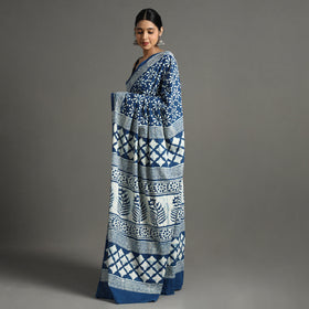  Pipad Hand Block Printed Cotton Saree 