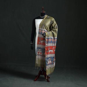 Mata Ni Pachedi Handpainted Natural Dyed Chanderi Silk Handloom Dupatta 05