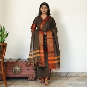 Brown - Dharwad Cotton Kurta with Palazzo & Dupatta Set 15