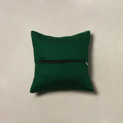 Polka Dot Zari Buti Plain Cushion Cover (16 x 16 in) 17