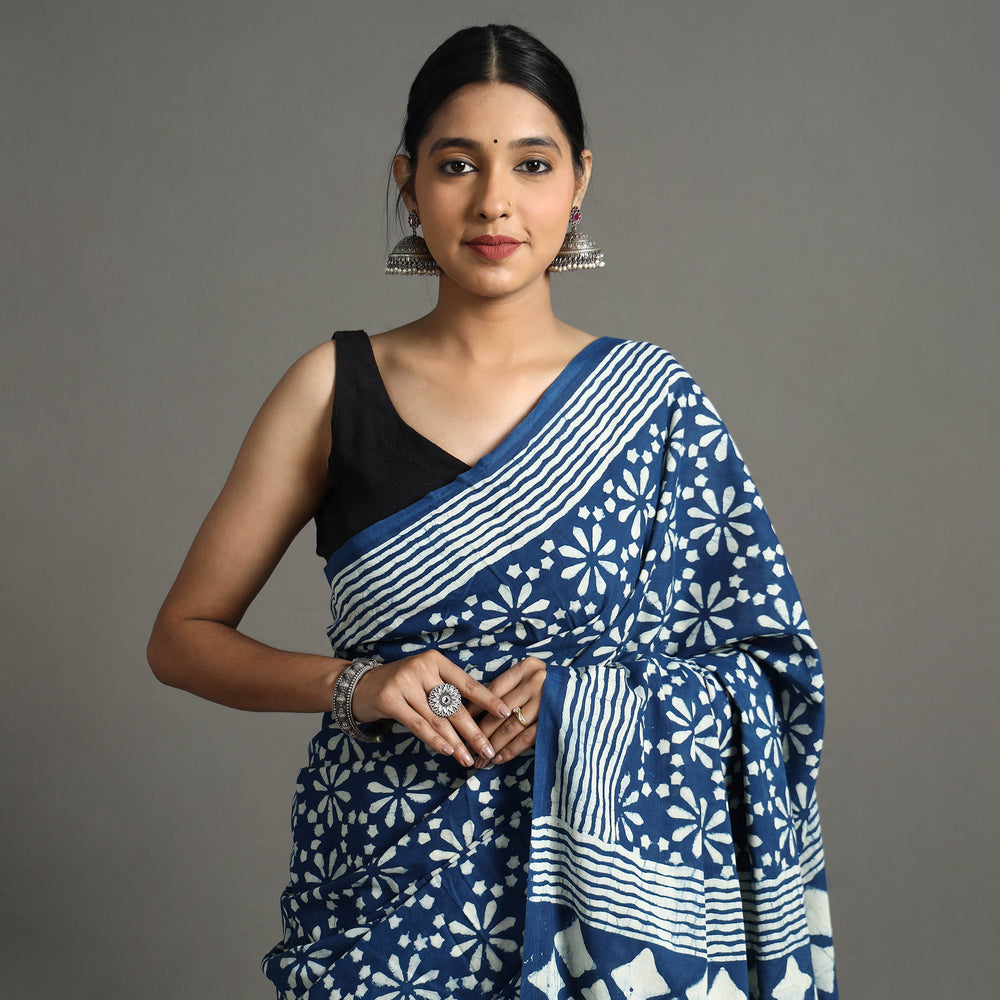 block printed saree