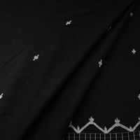 Black - Pure Handloom Cotton Bengal Jamdani Fabric 01