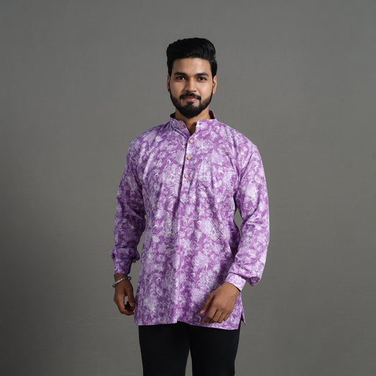 Kantha Stitch Cotton Short Sanganeri Kurta for Men 07