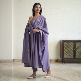 Buy Shuchi Light Purple Cotton Flared Kurta with Palazzo & Dupatta Set Online at iTokri.com