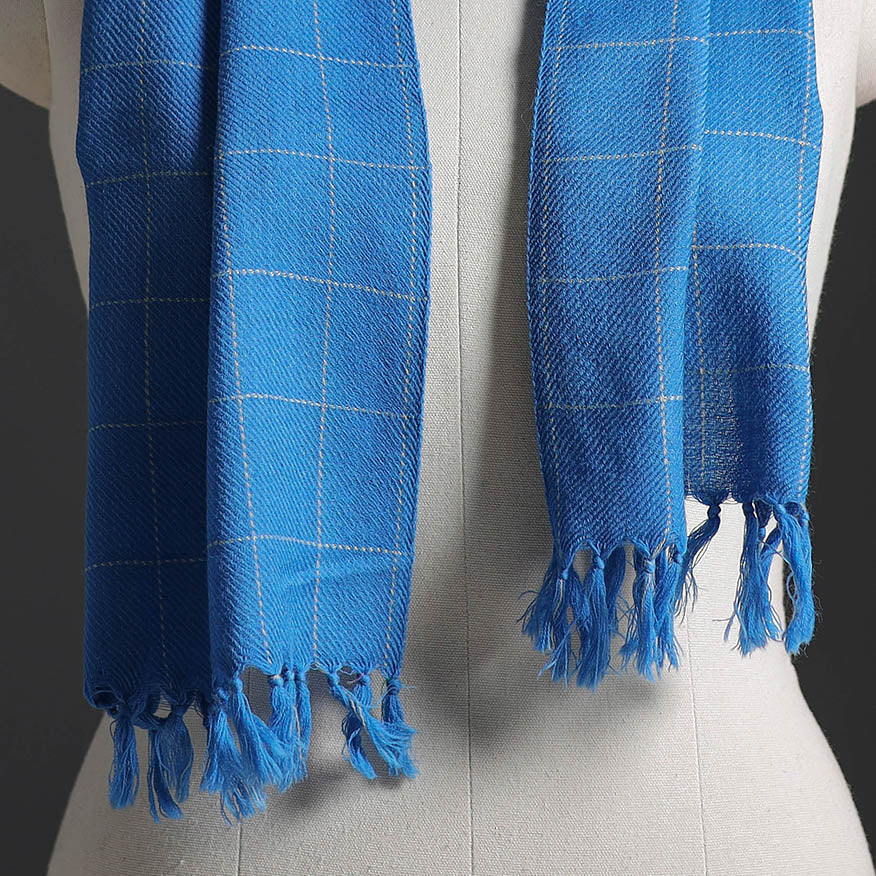 Blue - Kumaun Handwoven Pure Merino Wool Scarf 263