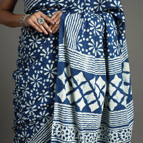  Pipad Hand Block Printed Cotton Saree 