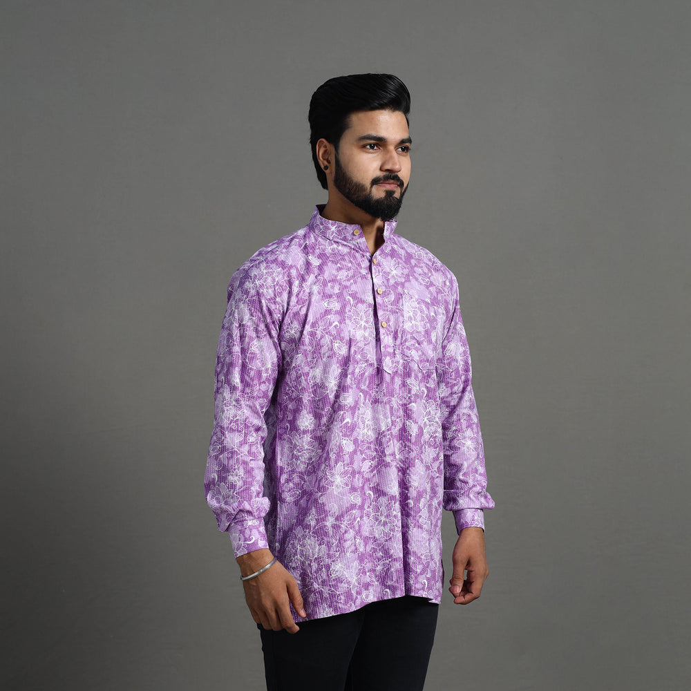 Kantha Stitch Cotton Short Sanganeri Kurta for Men 07